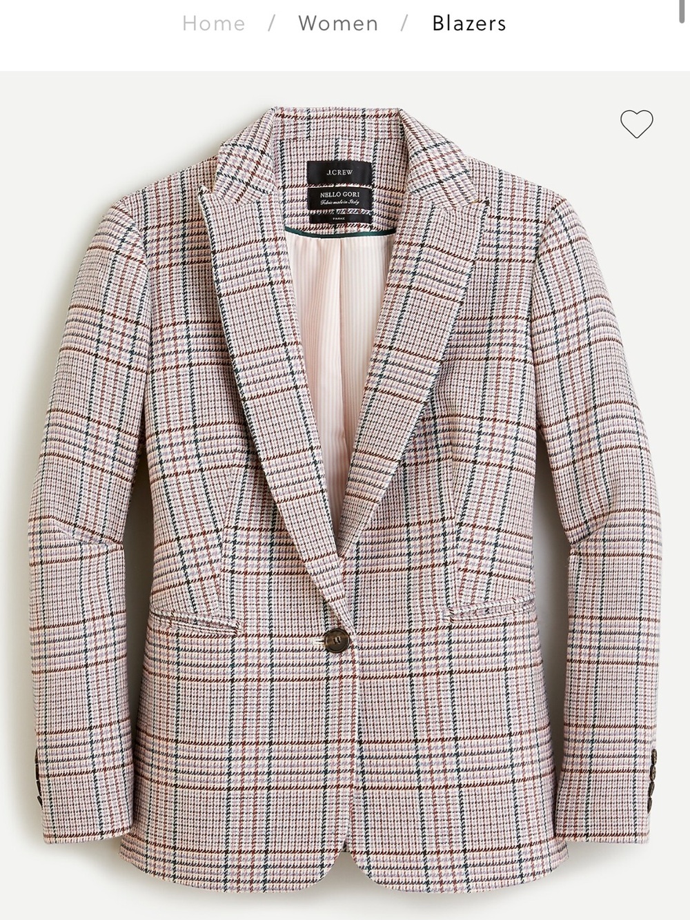 J.Crew Like New Parke Blazer Ivory Plaid Italian Wool AQ234 Size 00